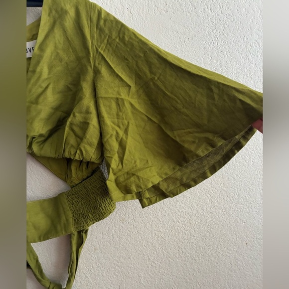 Sovere Women’s Green Bell Sleeve Wrap Linen Blend Top S - Picture 4 of 14